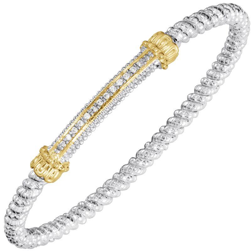 VAHAN, 14K Gold and Sterling Silver, Diamond Stackable Bracelet