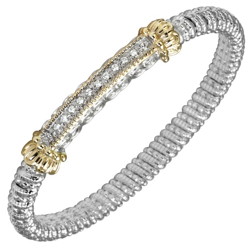 VAHAN, 14K Yellow Gold, Diamond and Sterling Silver Closed 6mm Bracelet