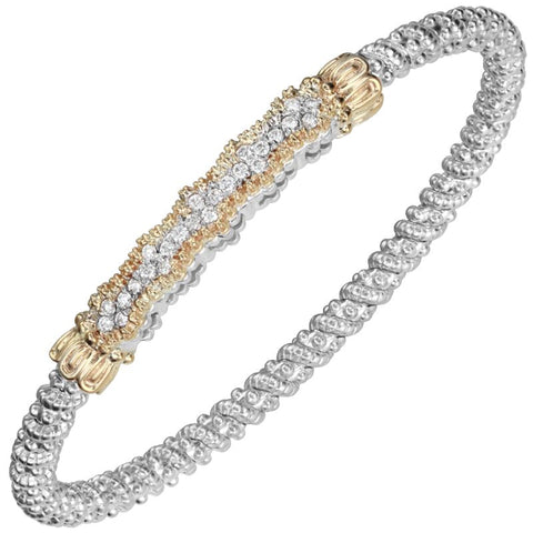 VAHAN 14K Yellow Gold, Diamond and Sterling Silver 3 mm Closed Cuff Bracelet