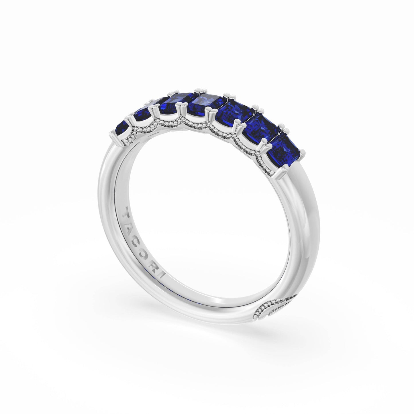 Tacori Founder's Collection Emerald Cut Blue Sapphire Eternity Band in Platinum