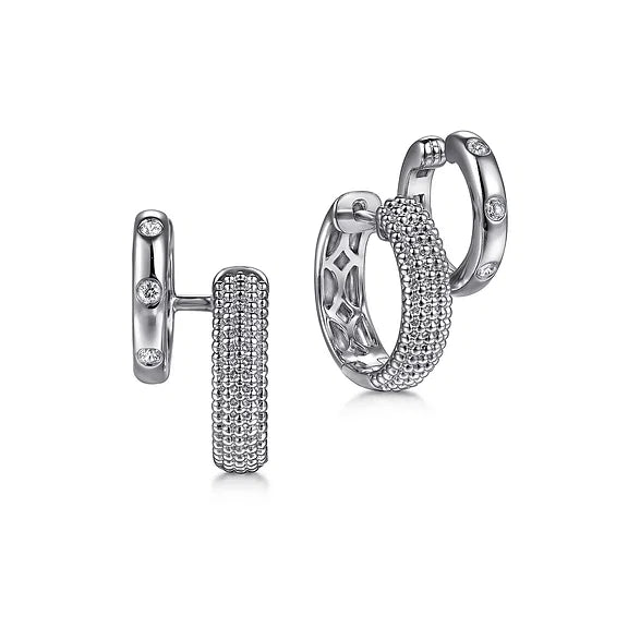 Gabriel & Co., 925 Sterling Silver Bujukan White Sapphire Stuggies Earrings