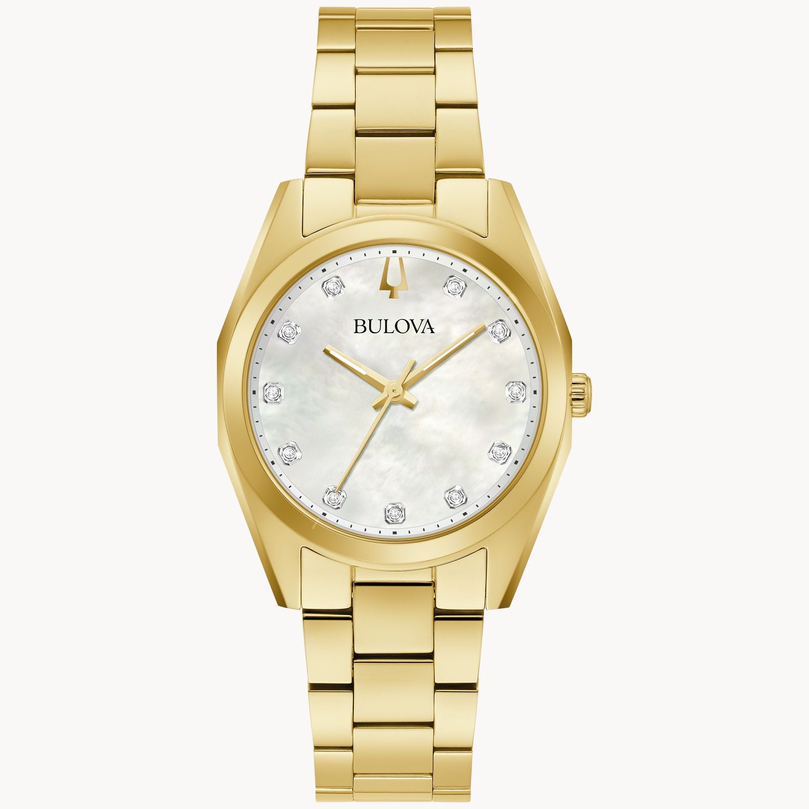 Bulova white popular gold watch for women