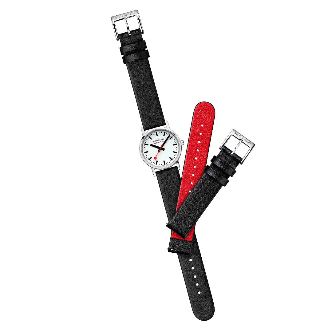 Mondaine Classic, 30mm, Watch with a Black Vegan Grape Leather Band