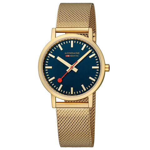 Mondaine Classic, Classic 36 mm, Deep Ocean Blue Golden Watch