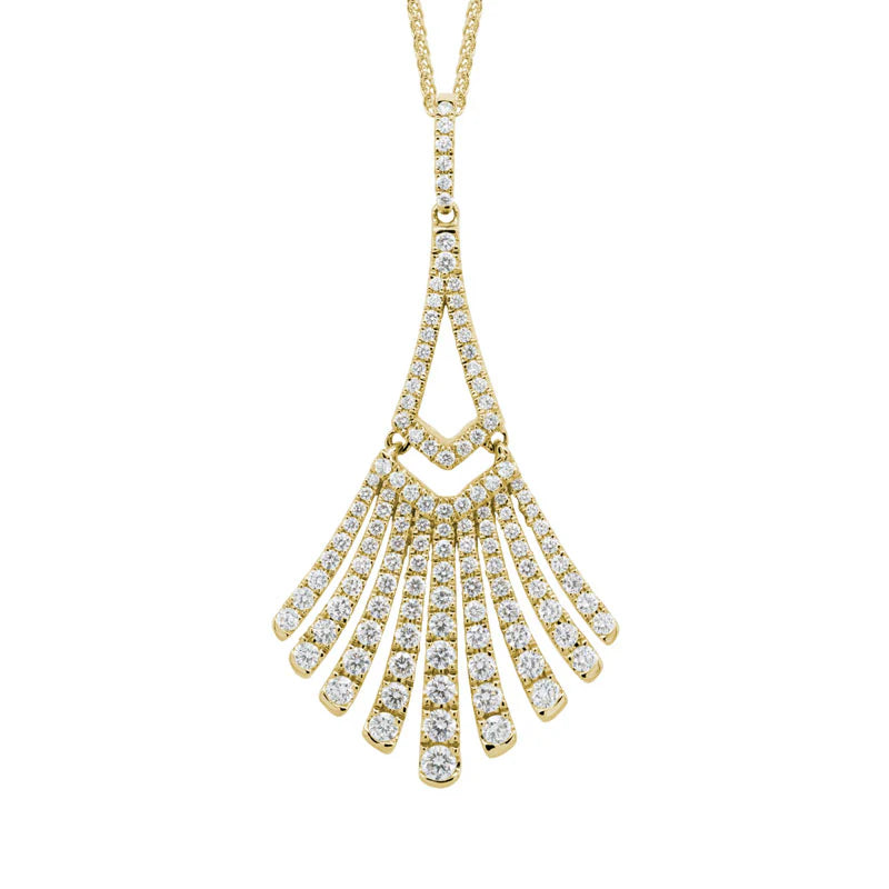 Artistry 14K Yellow Gold Art Deco Diamond Necklace and Chain