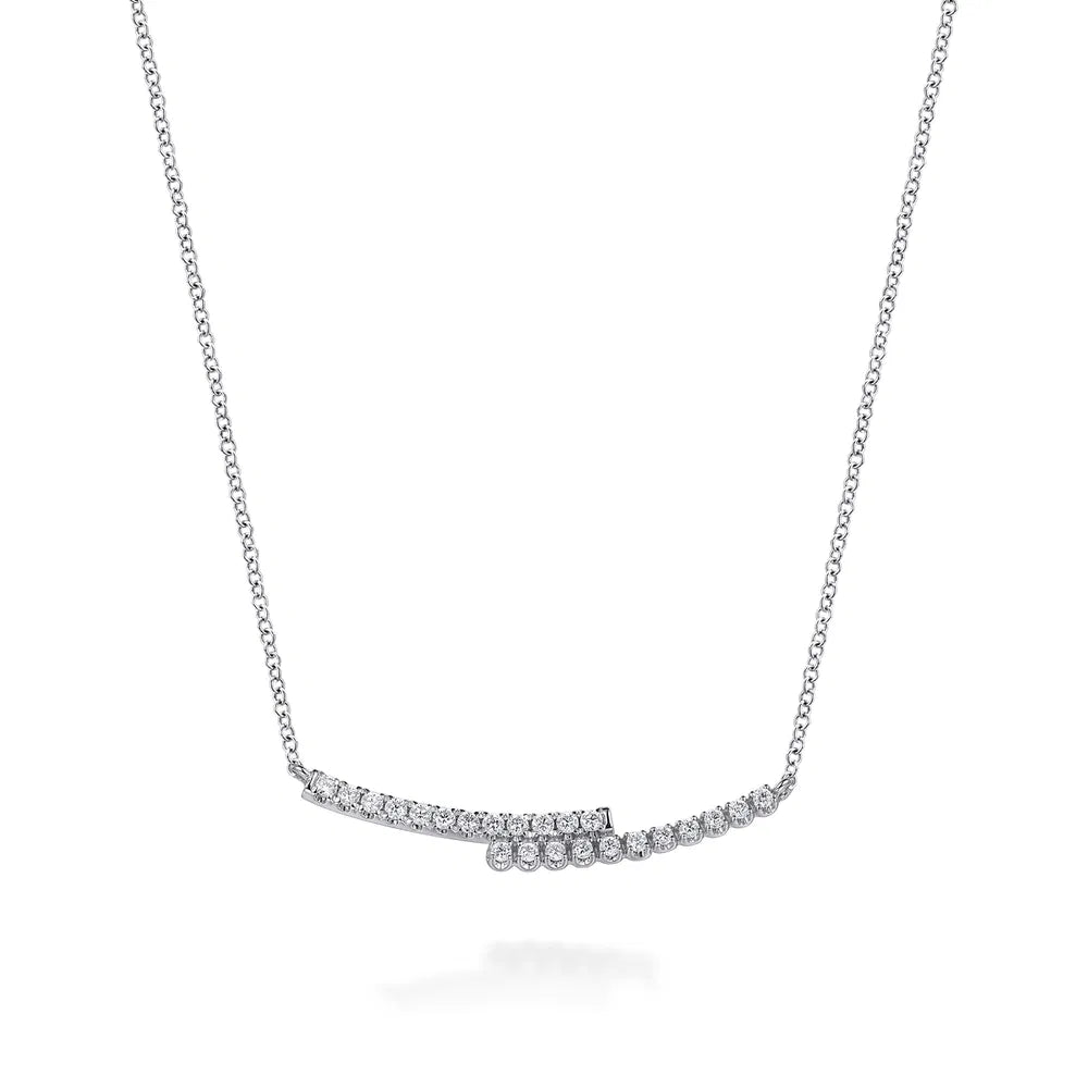 Gabriel & Co., 14K White Gold Diamond Bypass Bar Necklace