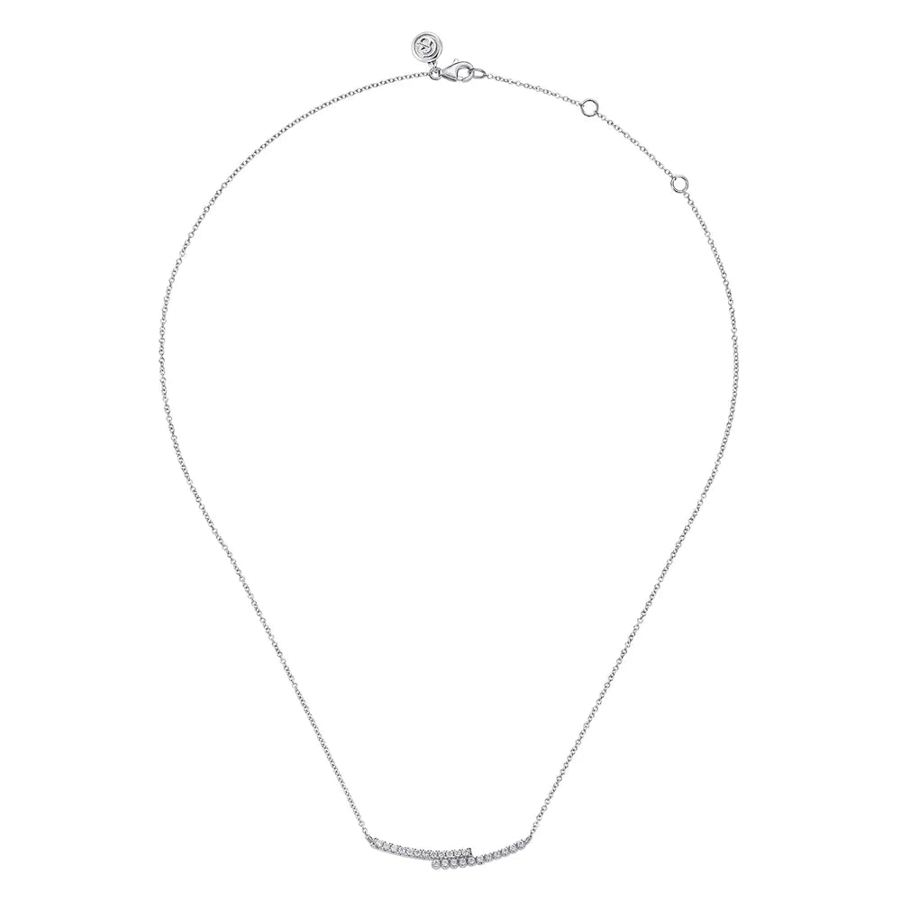 Gabriel & Co., 14K White Gold Diamond Bypass Bar Necklace