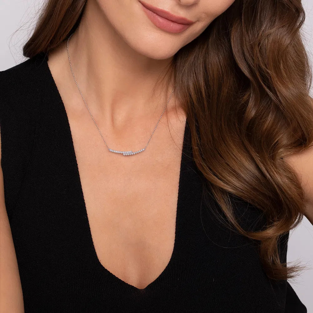 Gabriel & Co., 14K White Gold Diamond Bypass Bar Necklace