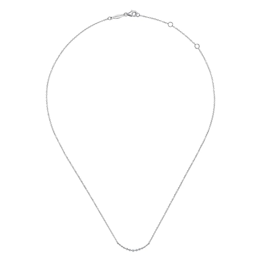 Gabriel & Co., 14K White Gold Diamond Curved Bar Necklace