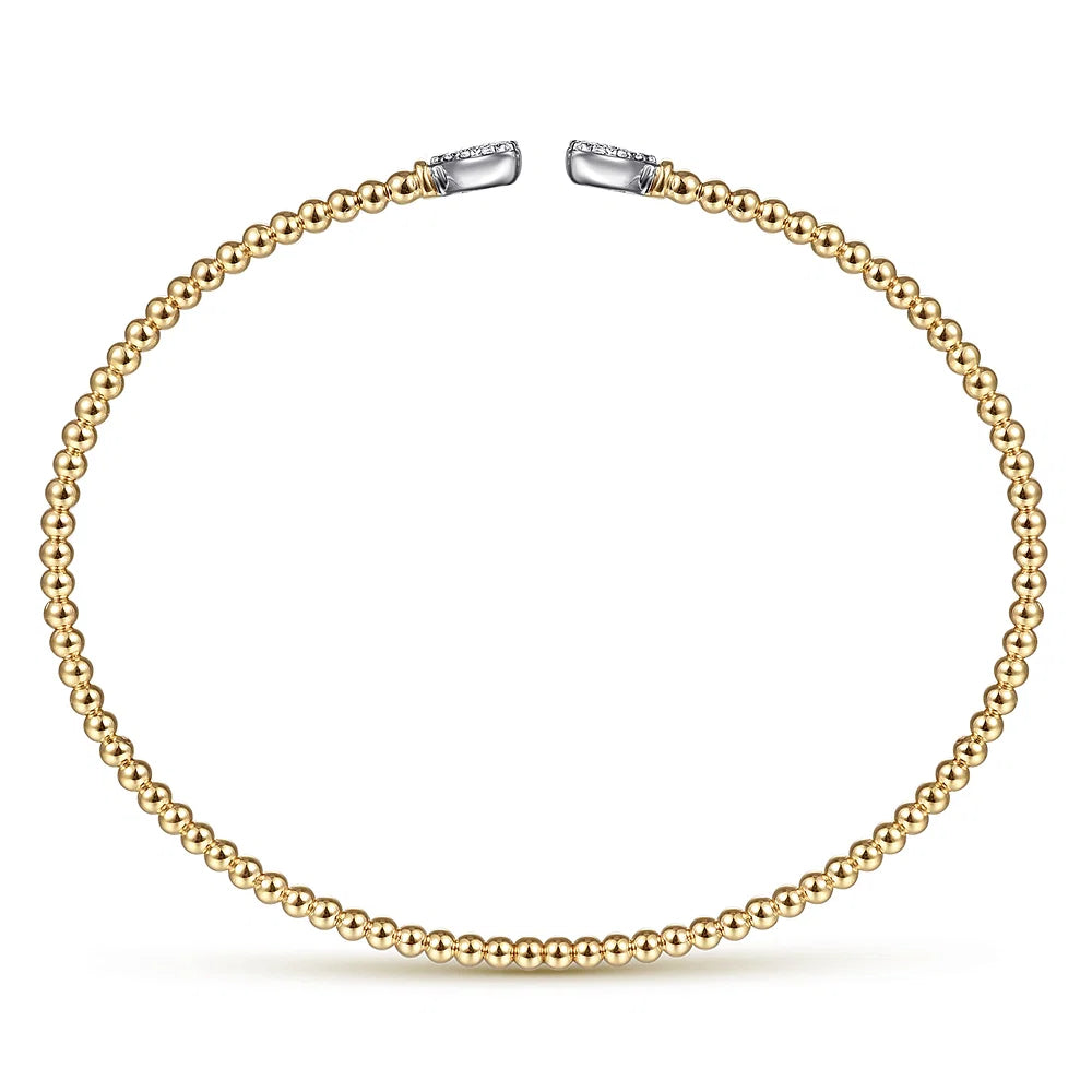Gabriel & Co., 14K White-Yellow Gold Bujukan Diamond Hearts Split Bangle