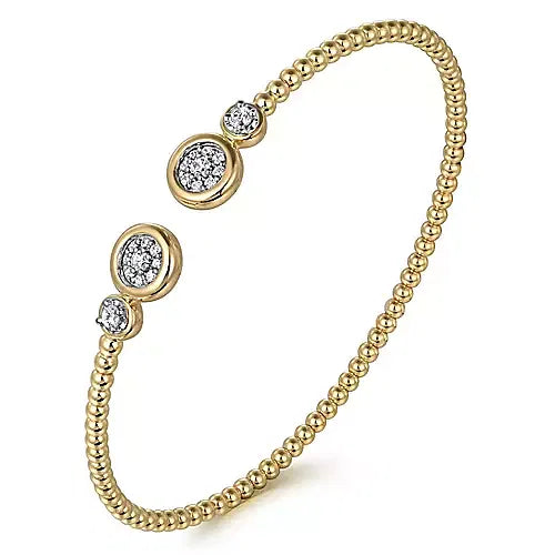 Gabriel & Co., 14K White and Yellow Gold Diamond Bujukan Bangle