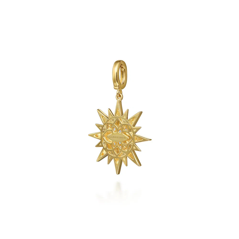 Gabriel & Co., 14K Y G D Starburst Medallion Pendant in Size 24mm