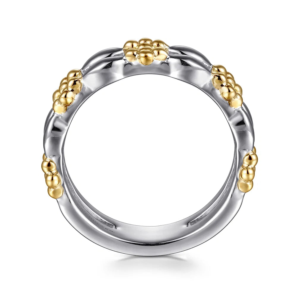 Gabriel & Co., 14K Yellow Gold & 925 Sterling Silver Bujukan Easy Stackable Ring
