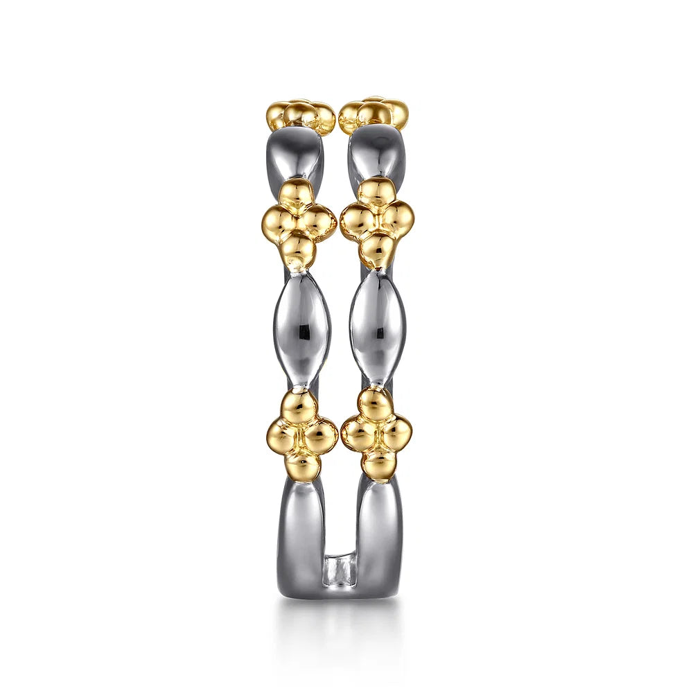 Gabriel & Co., 14K Yellow Gold & 925 Sterling Silver Bujukan Easy Stackable Ring