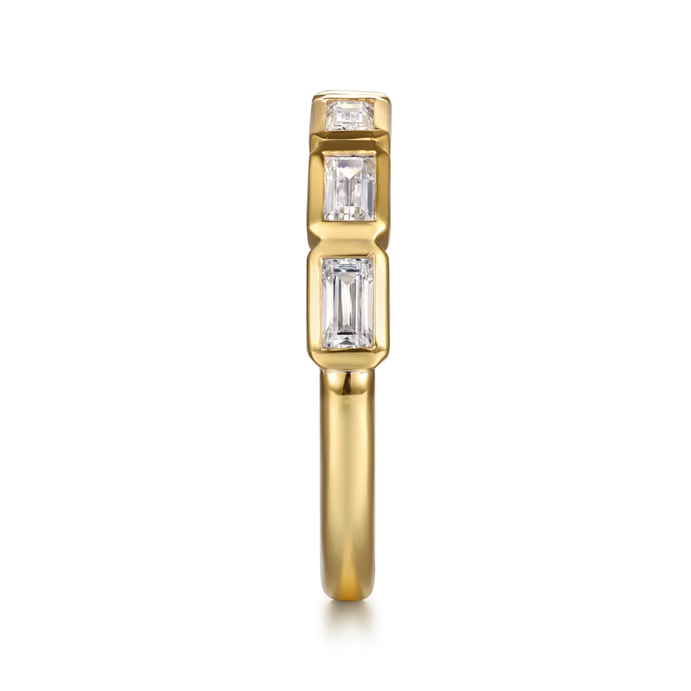Gabriel & Co., 14K Yellow Gold Bezel Baguette Diamond Band
