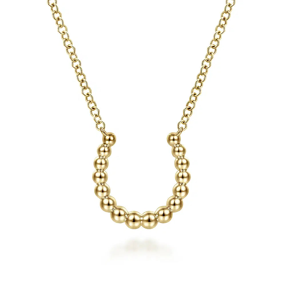 Gabriel & Co., 14K Yellow Gold Bujukan Bead Horseshoe Necklace