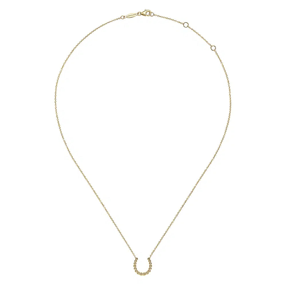 Gabriel & Co., 14K Yellow Gold Bujukan Bead Horseshoe Necklace
