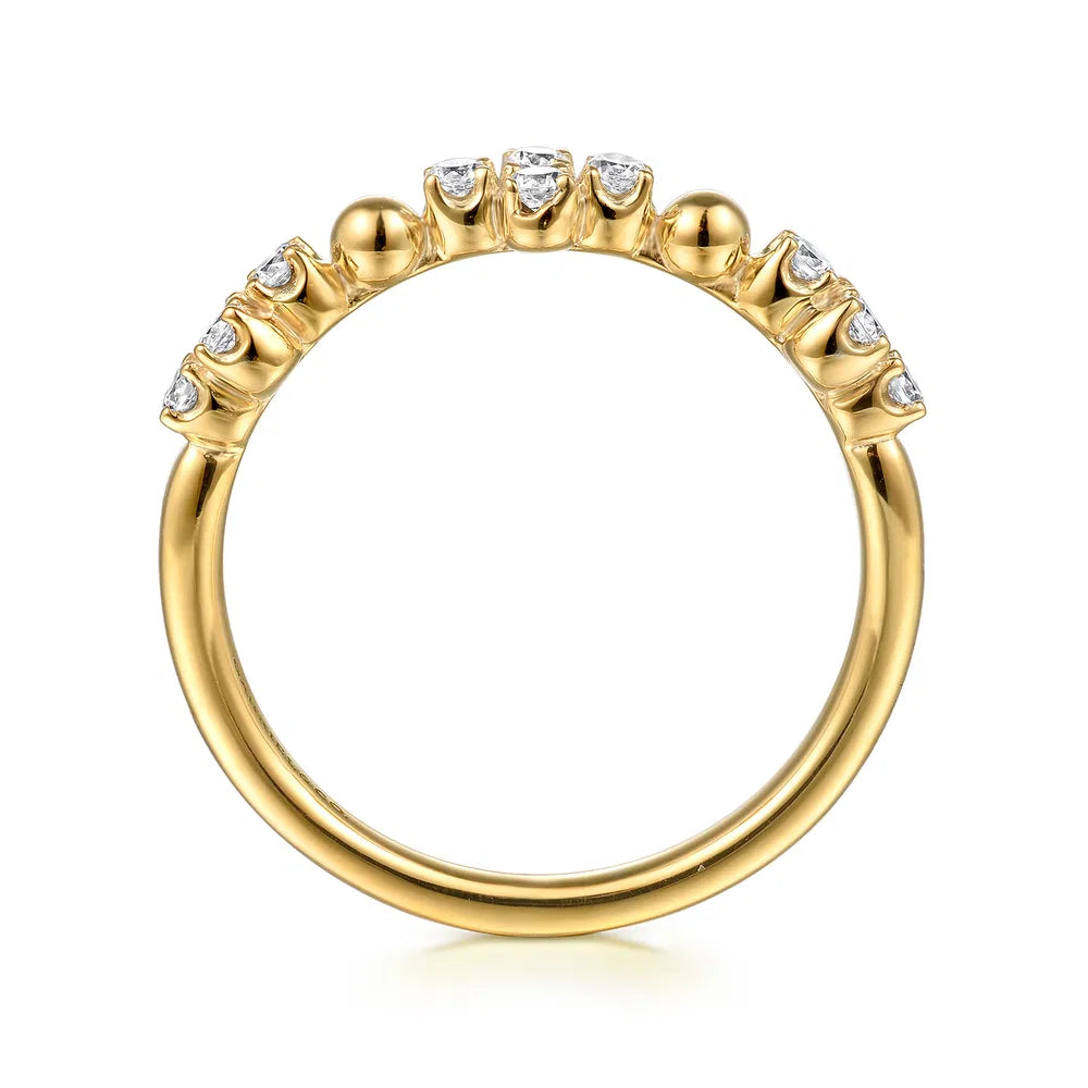 Gabriel & Co., 14K Yellow Gold Bujukan and Diamond Clover Stackable Ring