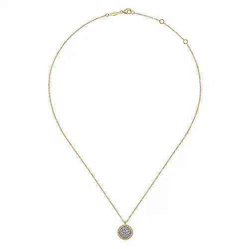Gabriel & Co., 14K Yellow Gold Bujukan and Diamond Pave Pendant Necklace