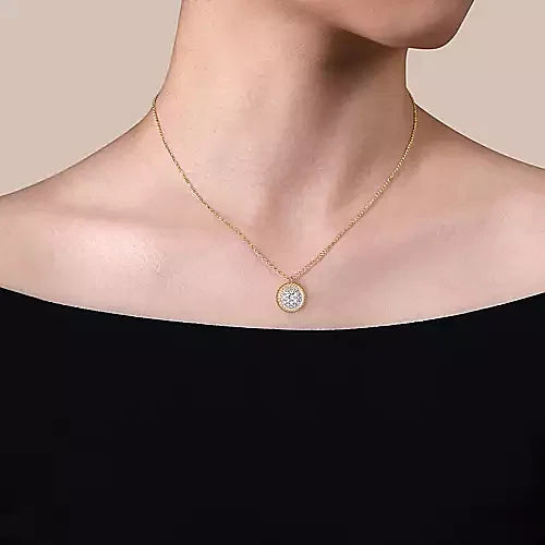 Gabriel & Co., 14K Yellow Gold Bujukan and Diamond Pave Pendant Necklace