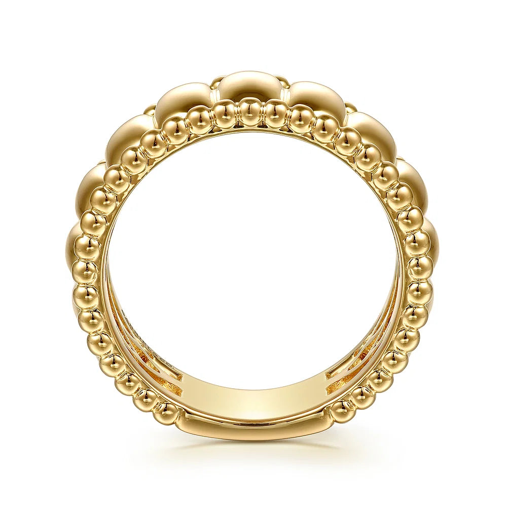 Gabriel & Co., 14K Yellow Gold Bujukan and Scallop Wide Band Ring