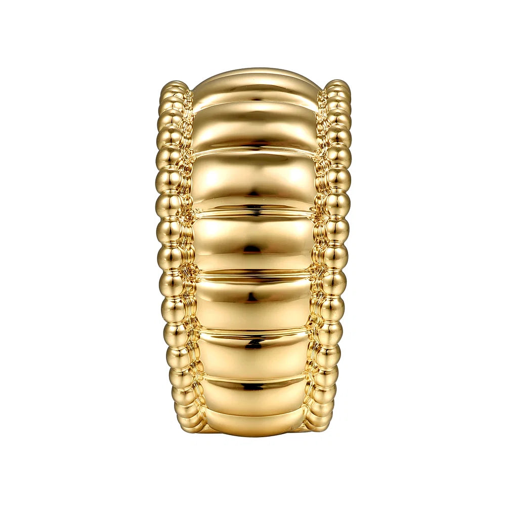 Gabriel & Co., 14K Yellow Gold Bujukan and Scallop Wide Band Ring