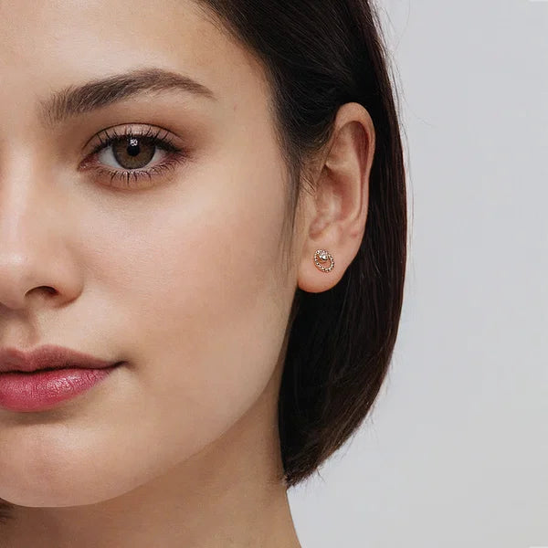 Gabriel & Co., 14K Yellow Gold Bujukan and White Sapphire Stud Earrings