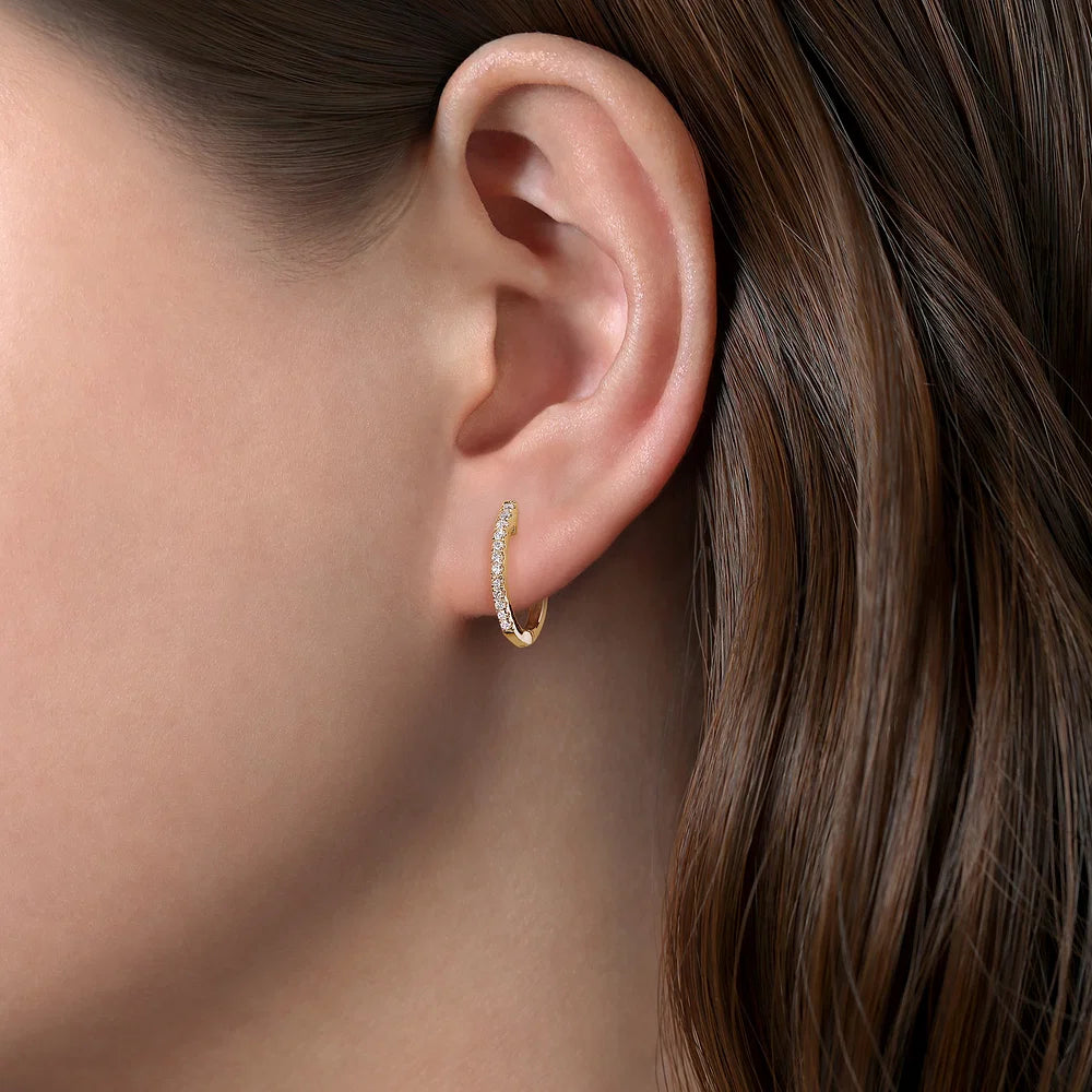 Gabriel & Co., 14K Yellow Gold Classic 15mm Pavé Diamond Huggies