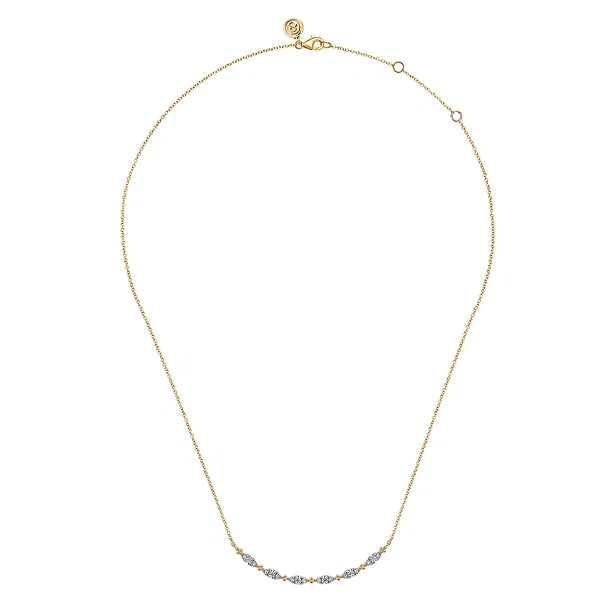 Gabriel & Co., 14K Yellow Gold Curved Bujukan Bar Diamond Necklace