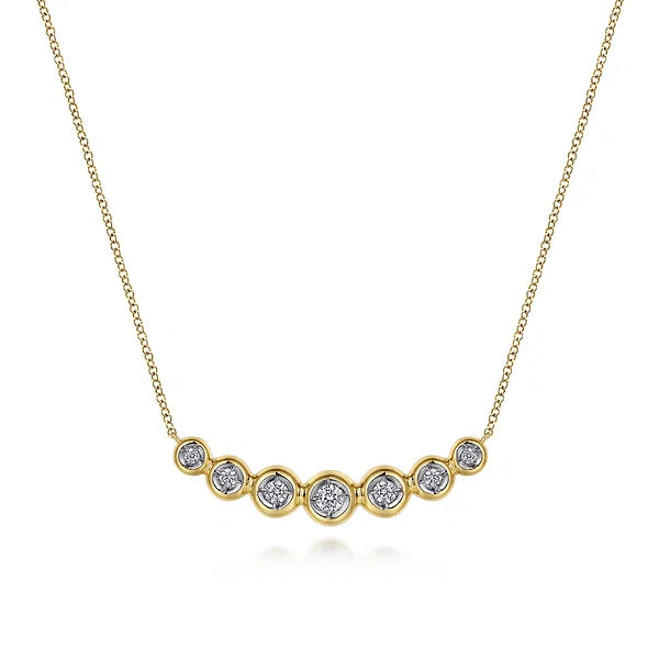 Gabriel & Co., 14K Yellow Gold Curved Diamond Bar Necklace