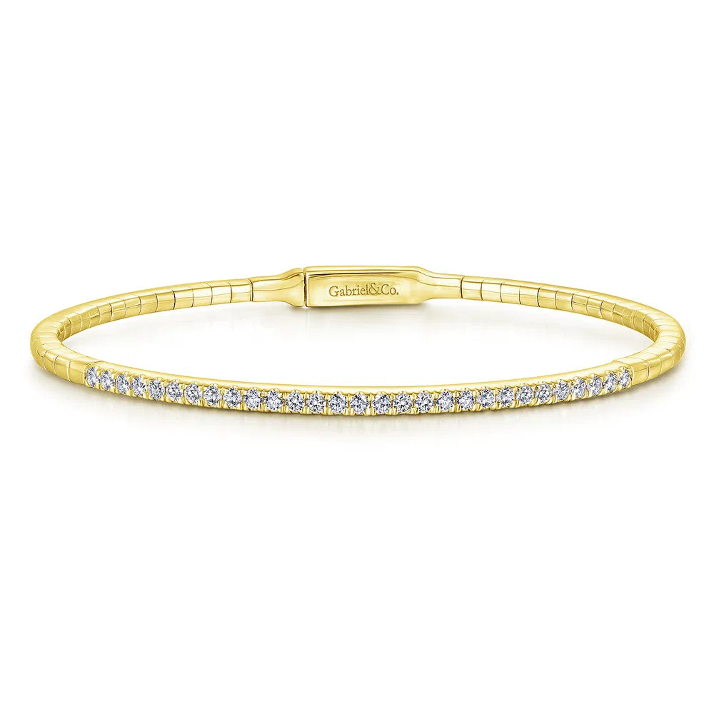 Gabriel & Co., 14K Yellow Gold Diamond Bangle