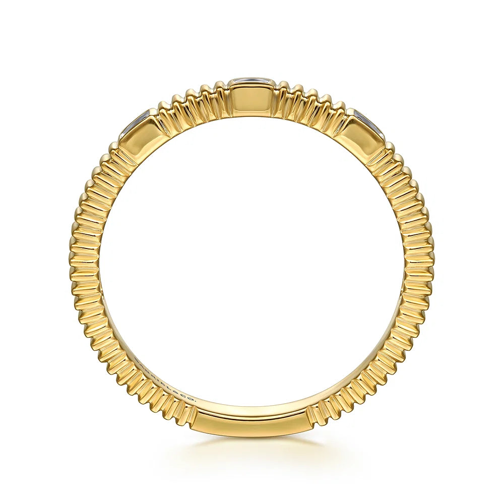 Gabriel & Co., 14K Yellow Gold Diamond Cut Stackable Ring