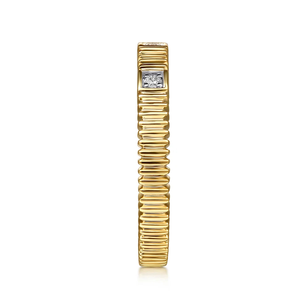 Gabriel & Co., 14K Yellow Gold Diamond Cut Stackable Ring