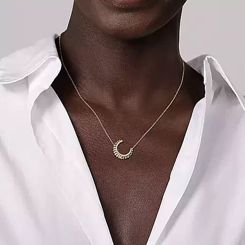 Gabriel & Co., 14K Yellow Gold Diamond Half Moon Diamond Cut Pendant Necklace