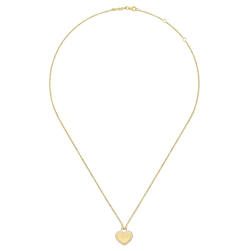 Gabriel & Co., 14K Yellow Gold Diamond Halo Heart Pendant Necklace