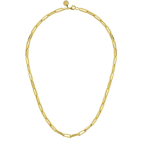Gabriel & Co., 14K Yellow Gold Hollow Paperclip Chain Necklace 17"