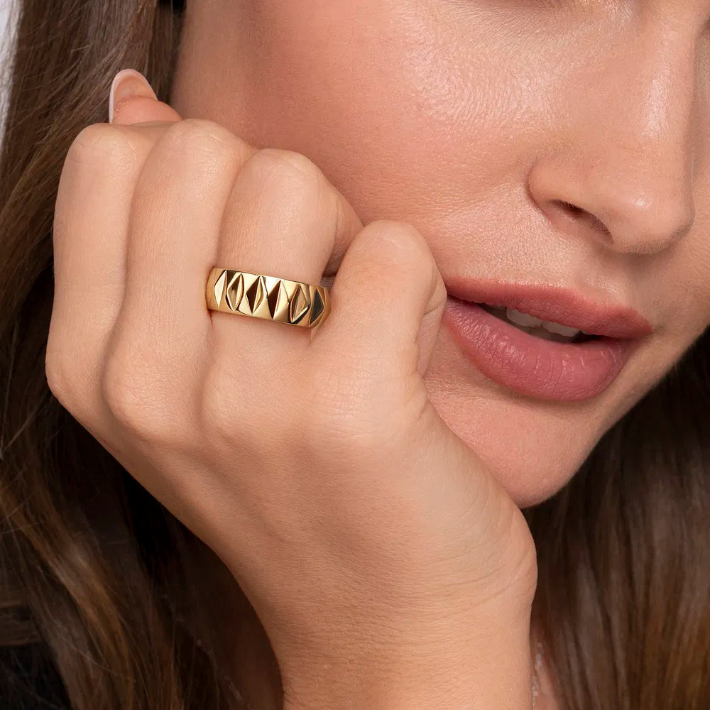 Gabriel & Co., 14K Yellow Gold Pyramid Bold Stackable