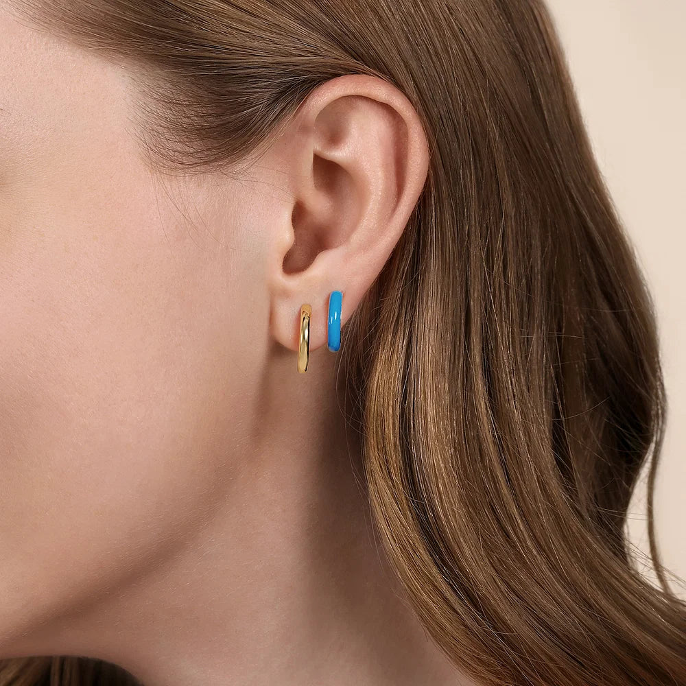 Gabriel & Co., 14K Yellow Gold Stuggies Earrings with Blue Enamel