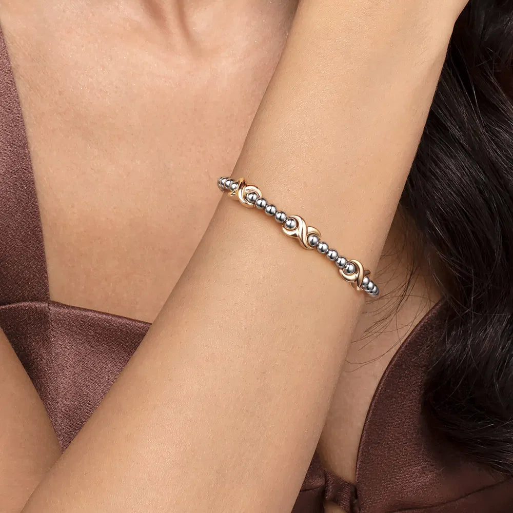 Gabriel& Co., 14K Yellow Gold and 925 Sterling Silver Bujukan Station Bangle