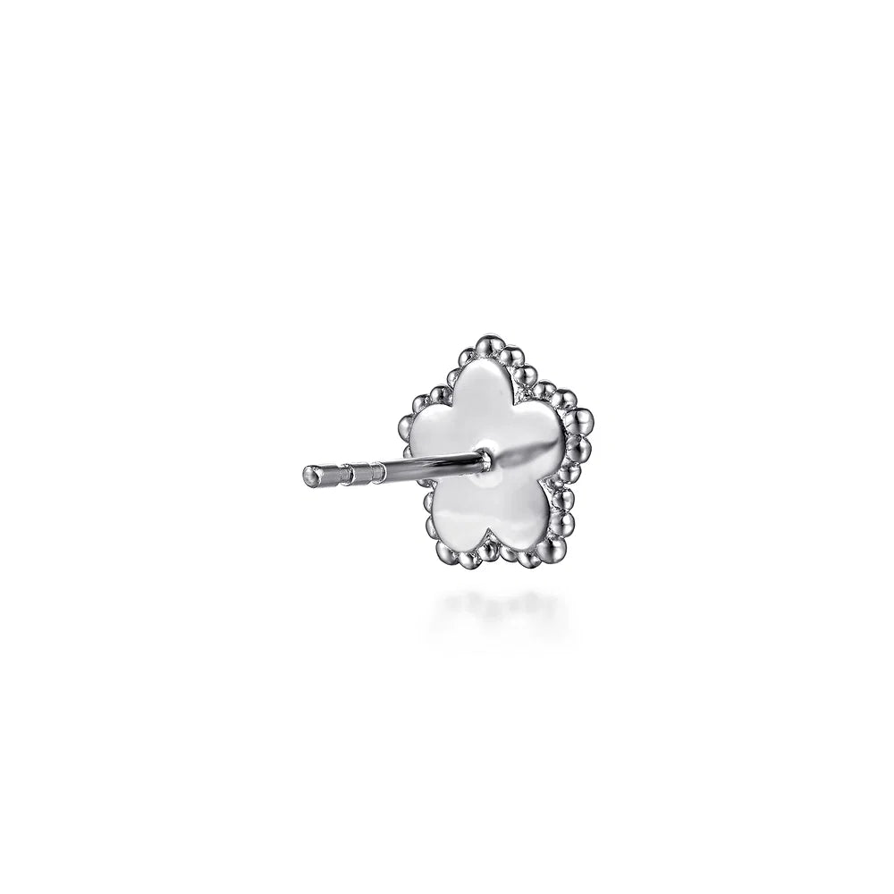 Gabriel & Co., 925 Serling Silver Diamond Bujukan Frame Flower Diamond Cut Stud Earrings