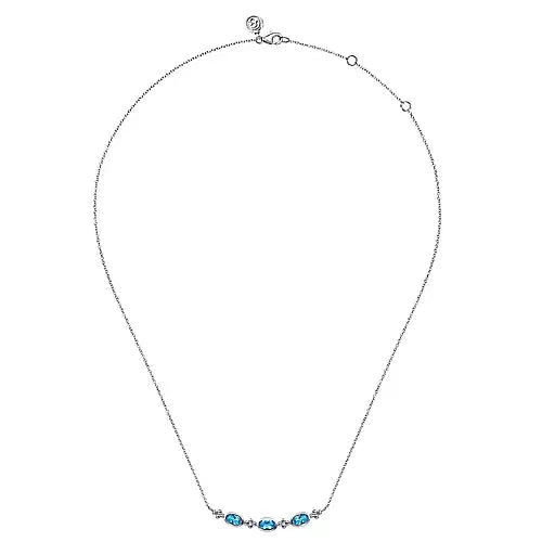 Gabriel & Co., 925 Sterling Silver Bujukan Blue Topaz Bar Necklace