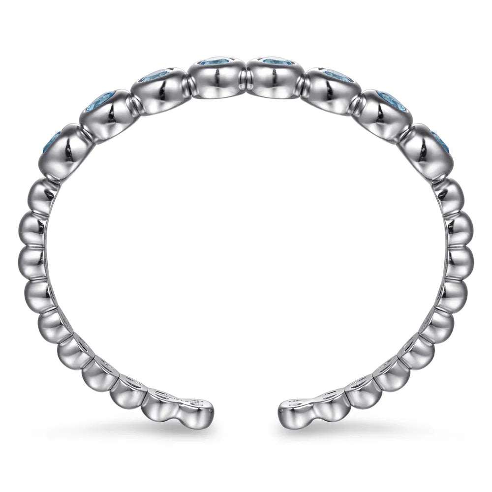 Gabriel & Co., 925 Sterling Silver Bujukan and Blue Topaz Open Bangle
