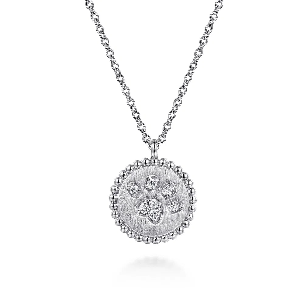 Gabriel & Co., 925 Sterling Silver Diamond Bujukan Paw Print Medallion Pendant Necklace