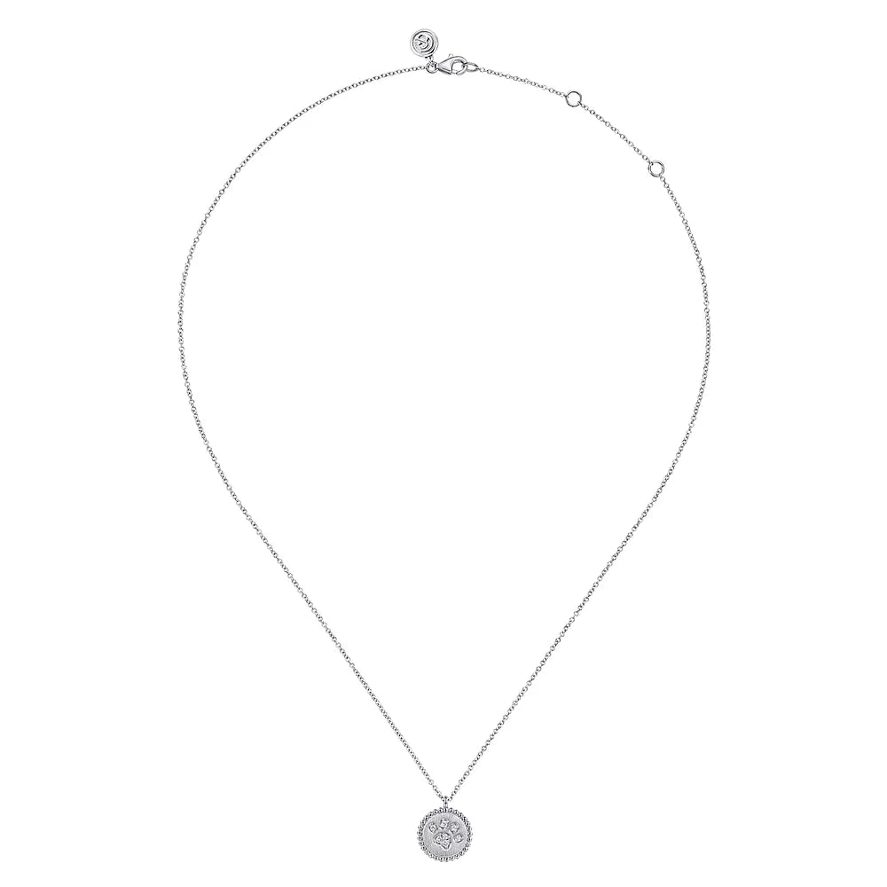 Gabriel & Co., 925 Sterling Silver Diamond Bujukan Paw Print Medallion Pendant Necklace