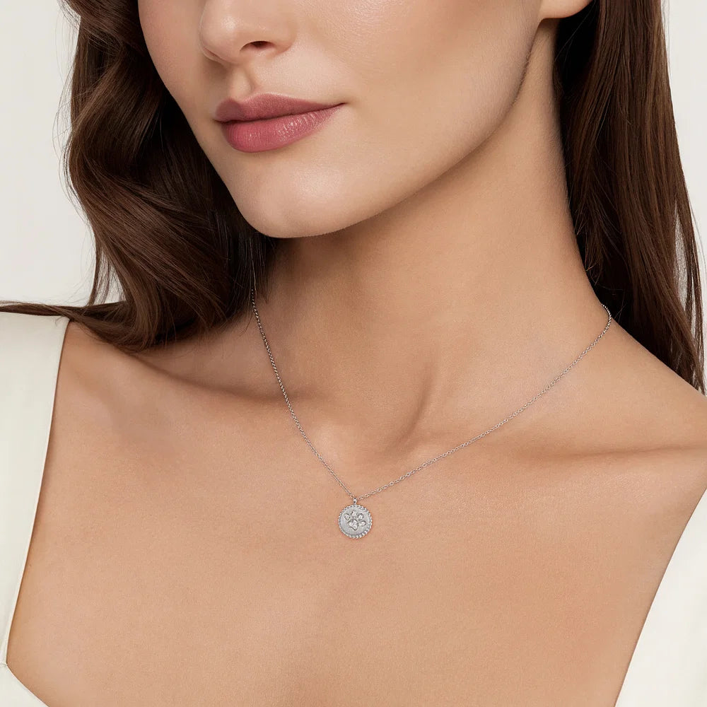Gabriel & Co., 925 Sterling Silver Diamond Bujukan Paw Print Medallion Pendant Necklace