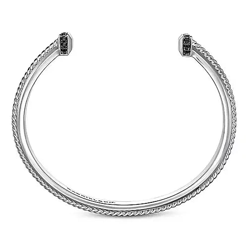 Gabriel & Co., 925 Sterling Silver Open Cuff Bracelet with Black Spinel