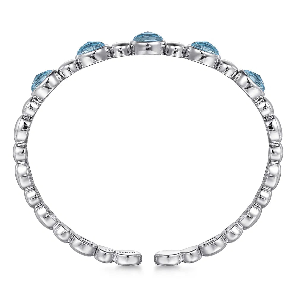 Gabriel & Co., 925 Sterling Silver Rock Crystal& Turquoise Bangle