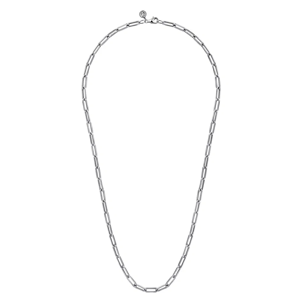 Gabriel & Co., 925 Sterling Silver Solid Paper Clip Chain Necklace 24"