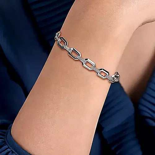 Gabriel & Co., 925 Sterling Silver White Sapphire Link Chain Tennis Bracelet
