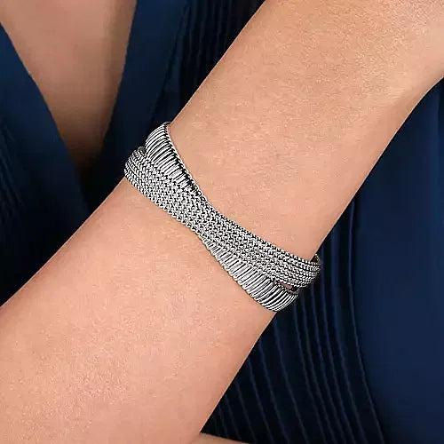 Gabriel & Co., 925 Sterling Sliver Cris Cross Bujukan Bangle